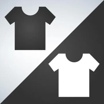 Vector White and black Blank Tshirt Icon Symbol. Vector illustration. Stock Illustration