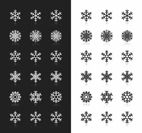 Vector White And Black Stylish Rounded Snowflake Icon Set Isolated On Background Stock Illustration