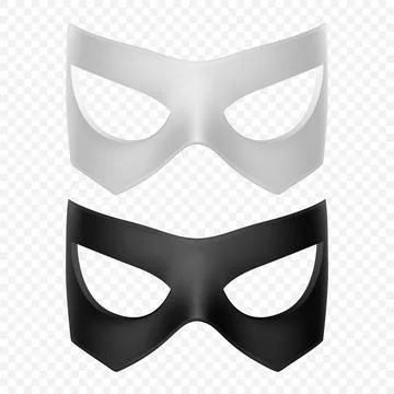 Vector White and Black Super Hero Mask Set. Face Character, Superhero Comic Book Illustrazione stock