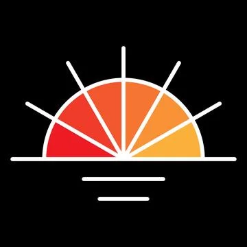 Vector white and orange gradient illustration of the sun during sunset on the Stock Illustration