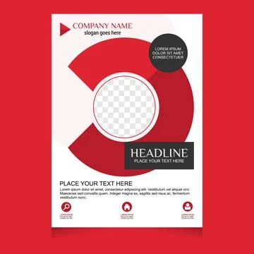 Vector White and Red Brochure Flyer design Layout template, size A4, Curve .. Stock Illustration