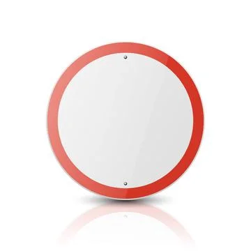 Vector White and Red Round Glossy Prohibition Stop Sign - Warning, Danger Sign Illustration
