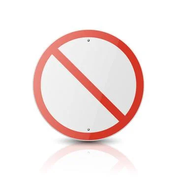 Vector White and Red Round Glossy Prohibition Stop Sign - Warning, Danger Sign Illustration