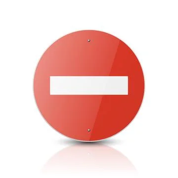 Vector White and Red Round Glossy Prohibition Stop Sign - Warning, Danger Sign Illustration