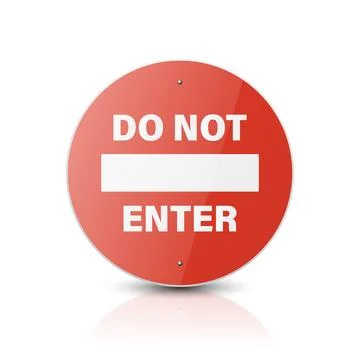 Vector White and Red Round Glossy Prohibition Stop Sign - Warning, Danger Sign Illustration