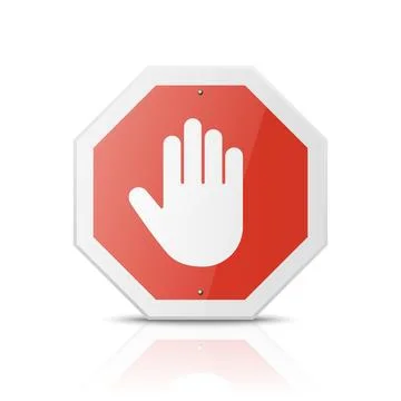 Vector White and Red Round Glossy Prohibition Stop Sign - Warning, Danger Sign Illustration