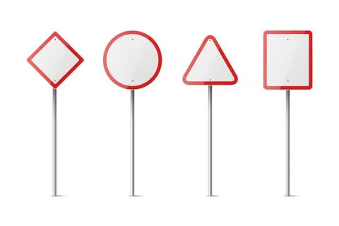 Vector White and Red Warning, Danger Stop Sign Frame Icon Set Isolated. Rhombus Stock-Illustration