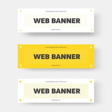 Vector white and yellow horizontal web banner with black text. Stock Illustration