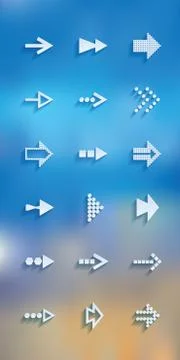 Vector white arrows icons set. Stock Illustration