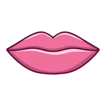 Vector on a white background. Beautiful pink lips. Stock Illustration