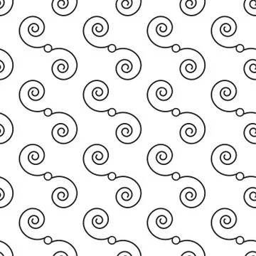 Vector white background. Black regular swirl elements on a white background Stock Illustration