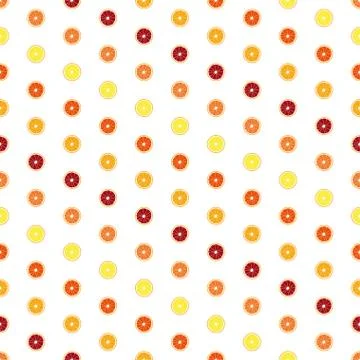 Vector white background with colorful orange slices. Seamless texture Stock Illustration