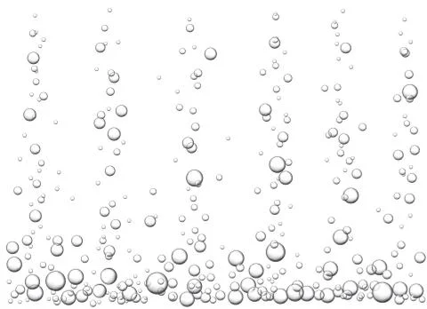 Vector white background with fizzing air bubbles going up in the water. Stock Illustration