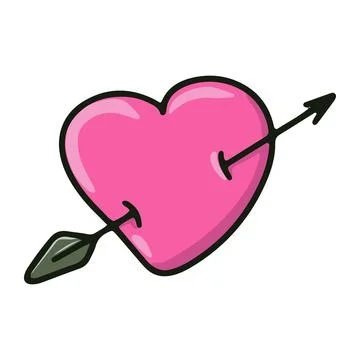 Vector on a white background. Heart with arrow love. Stock Illustration
