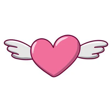 Vector on a white background. A heart with wings. Stock Illustration