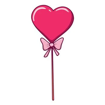 Vector on a white background. Pink love heart with a bow. Stock Illustration