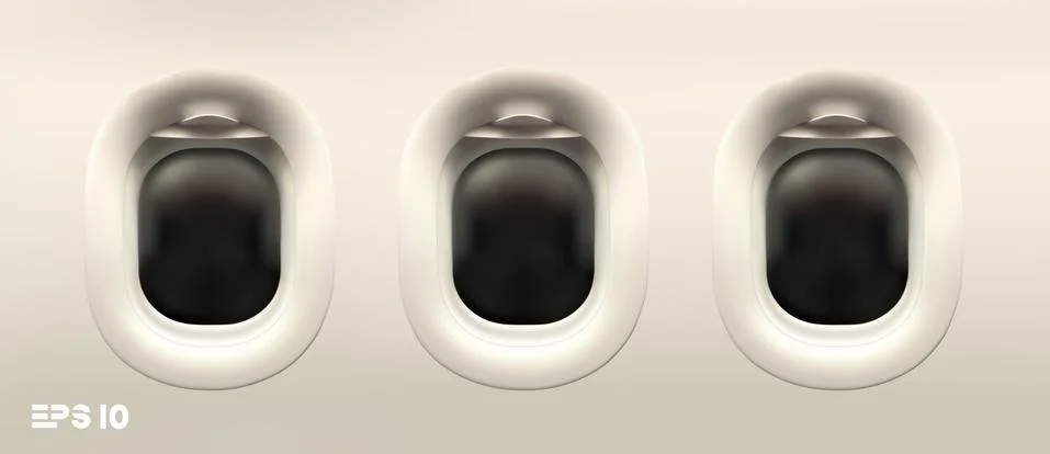 Vector on white background plane illuminator. Vector 3d realistic plane window Stock Illustration