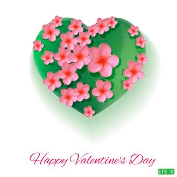Vector. White background. Postcard heart. Valentine's day. I love you. Flower Stock Illustration