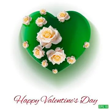 Vector. White background. Postcard heart. Valentine's day. I love you. Flower Ilustração Stock