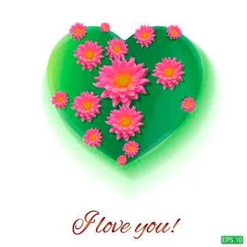 Vector. White background. Postcard heart. Valentine's day. I love you Ilustração Stock