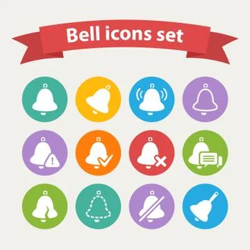 Vector white Bell icons set Stock Illustration