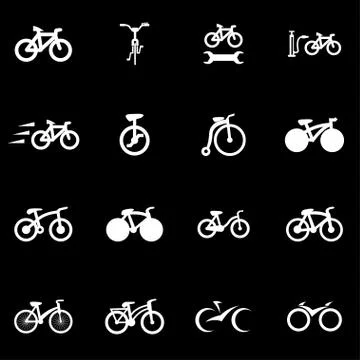 Vector white bicycle icon set Stock Illustration