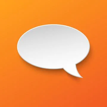Vector white blank paper speech bubble on orange gradient background. 스톡 일러스트