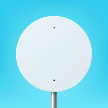 Vector White Blank Round Road Sign Frame Icon Closeup on Blue Background. Road Illustration