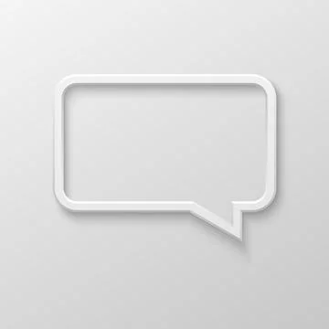 Vector white blank speech bubble icon on white gradient background. Illustrazione stock