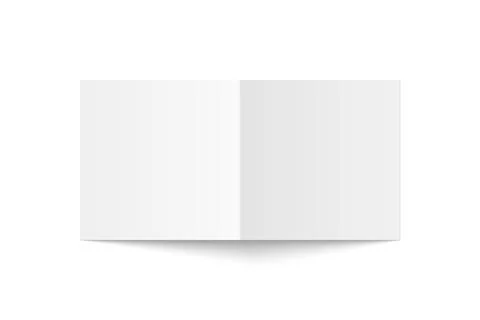 Vector white blank square bi fold opened on white background. Stock Illustration