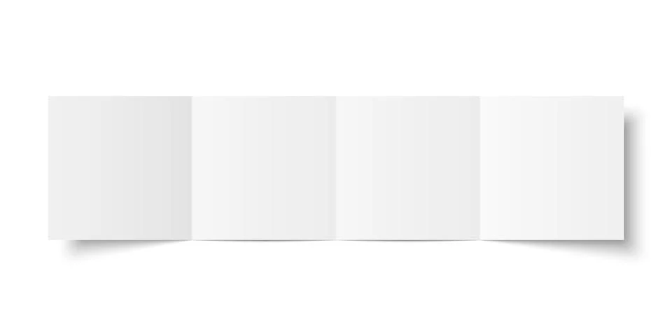 Vector white blank square double gate fold opened on white background. Stock Illustration