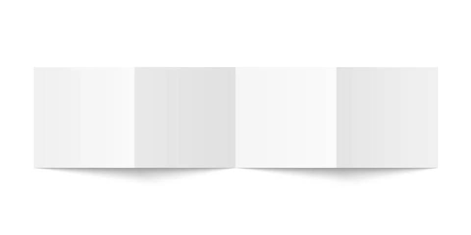 Vector white blank square four panel accordion fold opened on white backgroun Stock Illustration