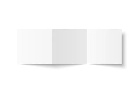 Vector white blank square three panel accordion fold opened on white backgr.. Stock Illustration