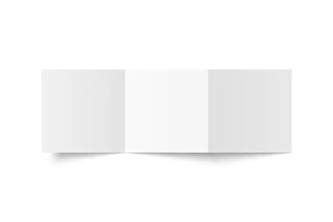 Vector white blank square three panel accordion fold opened on white backgr.. Stock Illustration