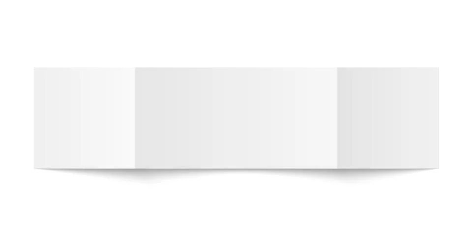 Vector white blank square three panel gate fold opened on white background. Stock Illustration