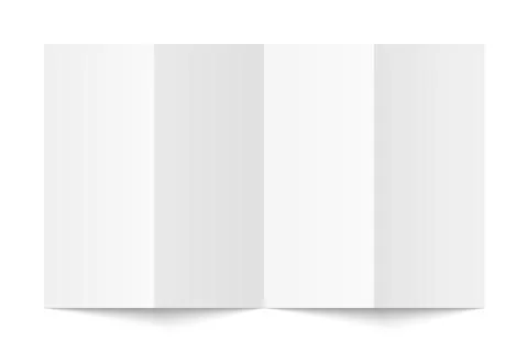Vector white blank vertical four panel accordion fold opened on white backgro Stock Illustration