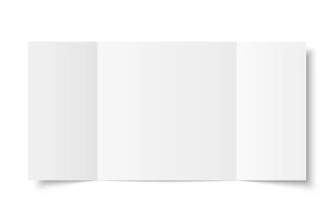 Vector white blank vertical three panel gate fold opened on white background. Stock Illustration