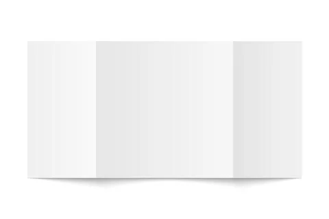 Vector white blank vertical three panel gate fold opened on white background. Stock Illustration