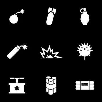 Vector white bomb icon set 스톡 일러스트