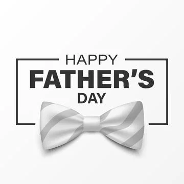 Vector White Bow Tie for Fathers Day Design. 3d Realistic Silk Bow Tie. Glossy Stock Illustration