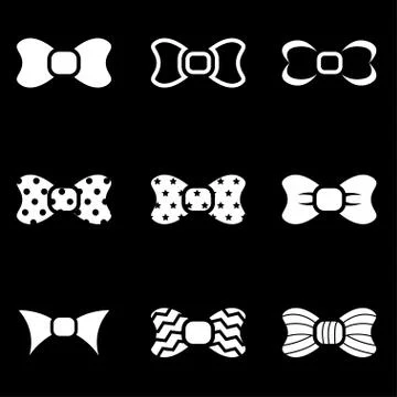 Vector white bow ties icon set Stock Illustration