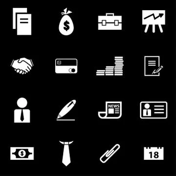 Vector white business icon set Stock Illustration