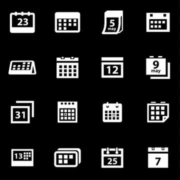 Vector white calendar icon set Stock Illustration