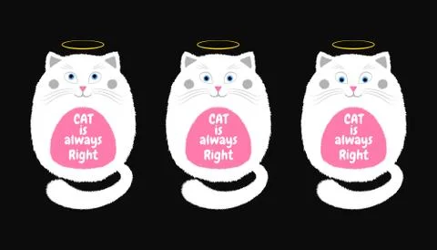 Vector White Cat in Cartoon Style. 5 Stock Illustration