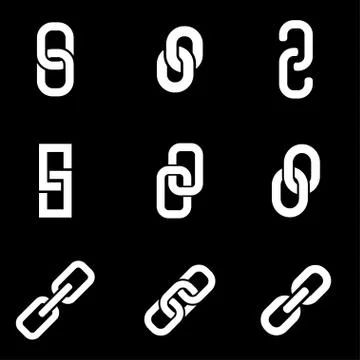 Vector white chain or link icon set Stock Illustration