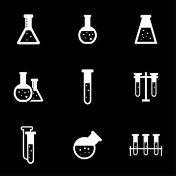 Vector white chemistry icon set Stock Illustration