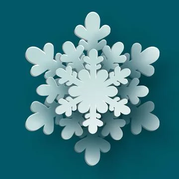 Vector white christmas paper cut 3d snowflake Stock Illustration