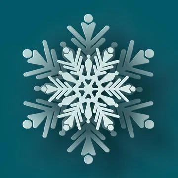 Vector white christmas paper cut 3d snowflake Stock Illustration