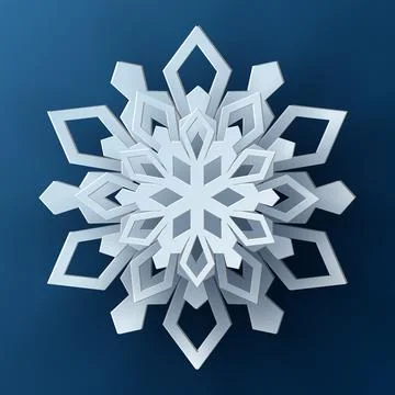 Vector white christmas paper cut 3d snowflake Stock Illustration