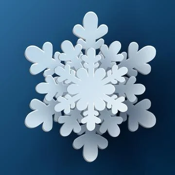 Vector white christmas paper cut 3d snowflake Stock Illustration
